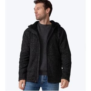 Free Country Mountain Fleece Black Heather Hooded Jacket, Sz S --NWT